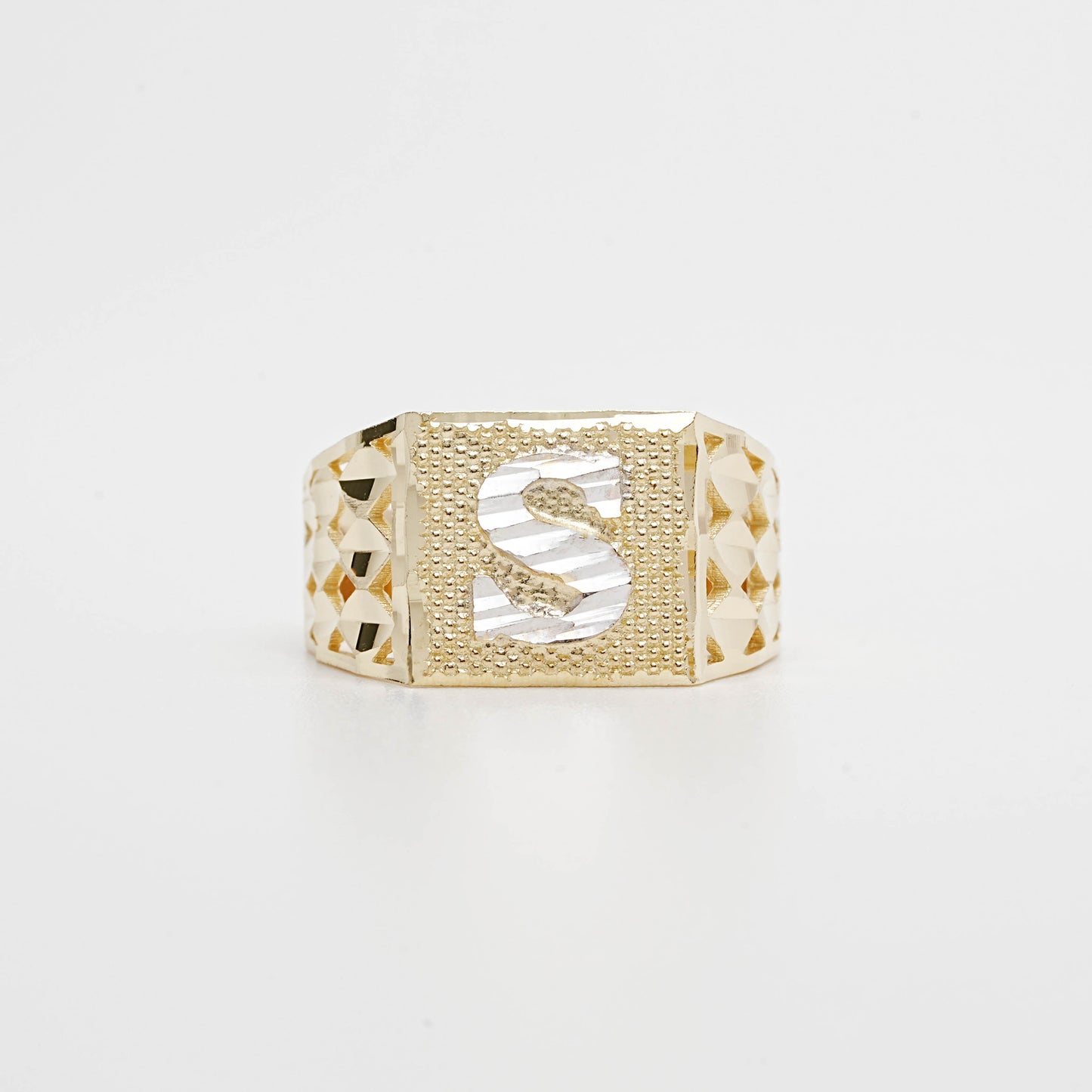 10K Two-Tone Initial S Ring