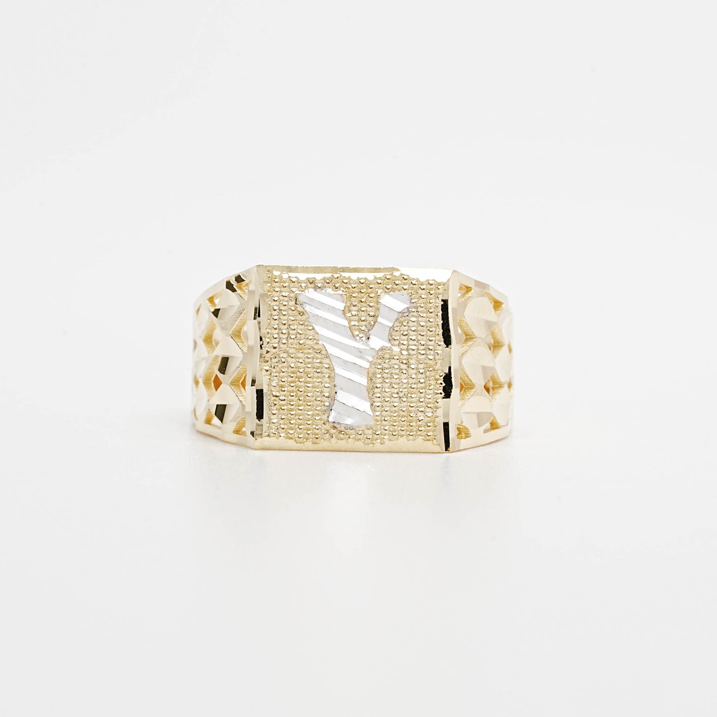 10K Two-Tone Initial Y Ring