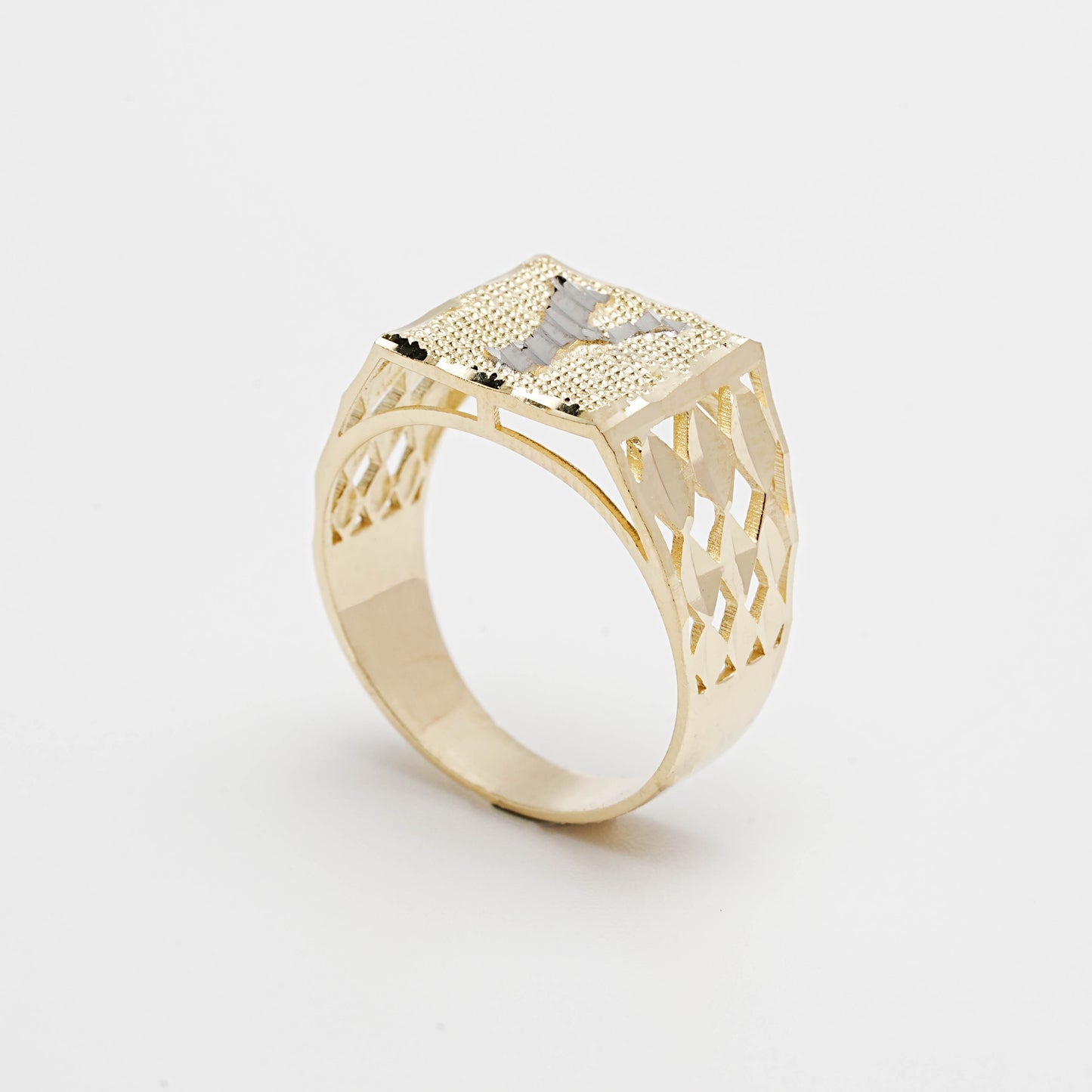 10K Two-Tone Initial Y Ring
