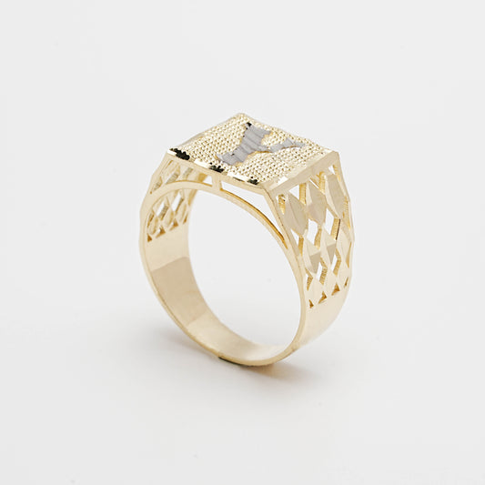 10K Two-Tone Initial Y Ring