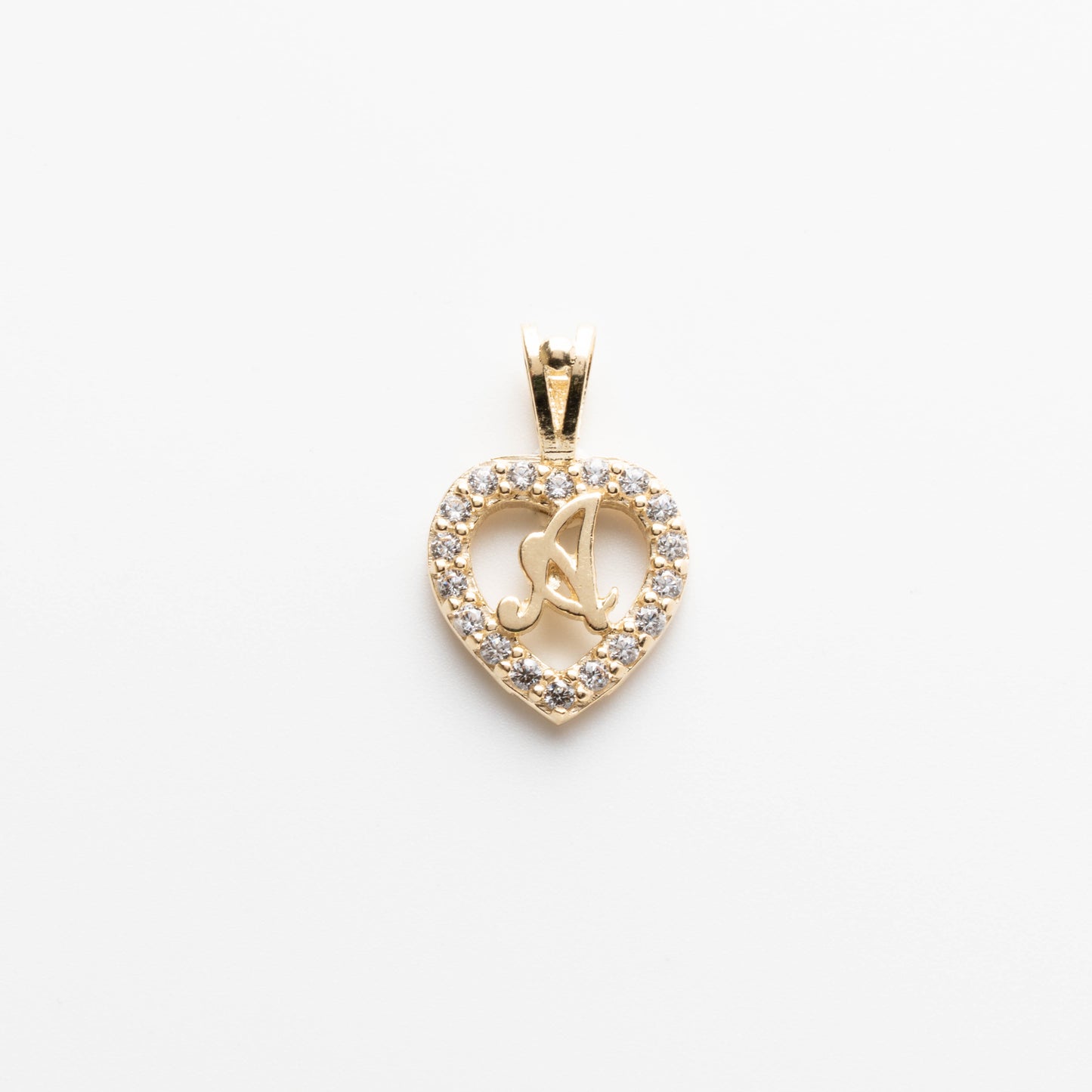10K Gold Heart A Initial Necklace