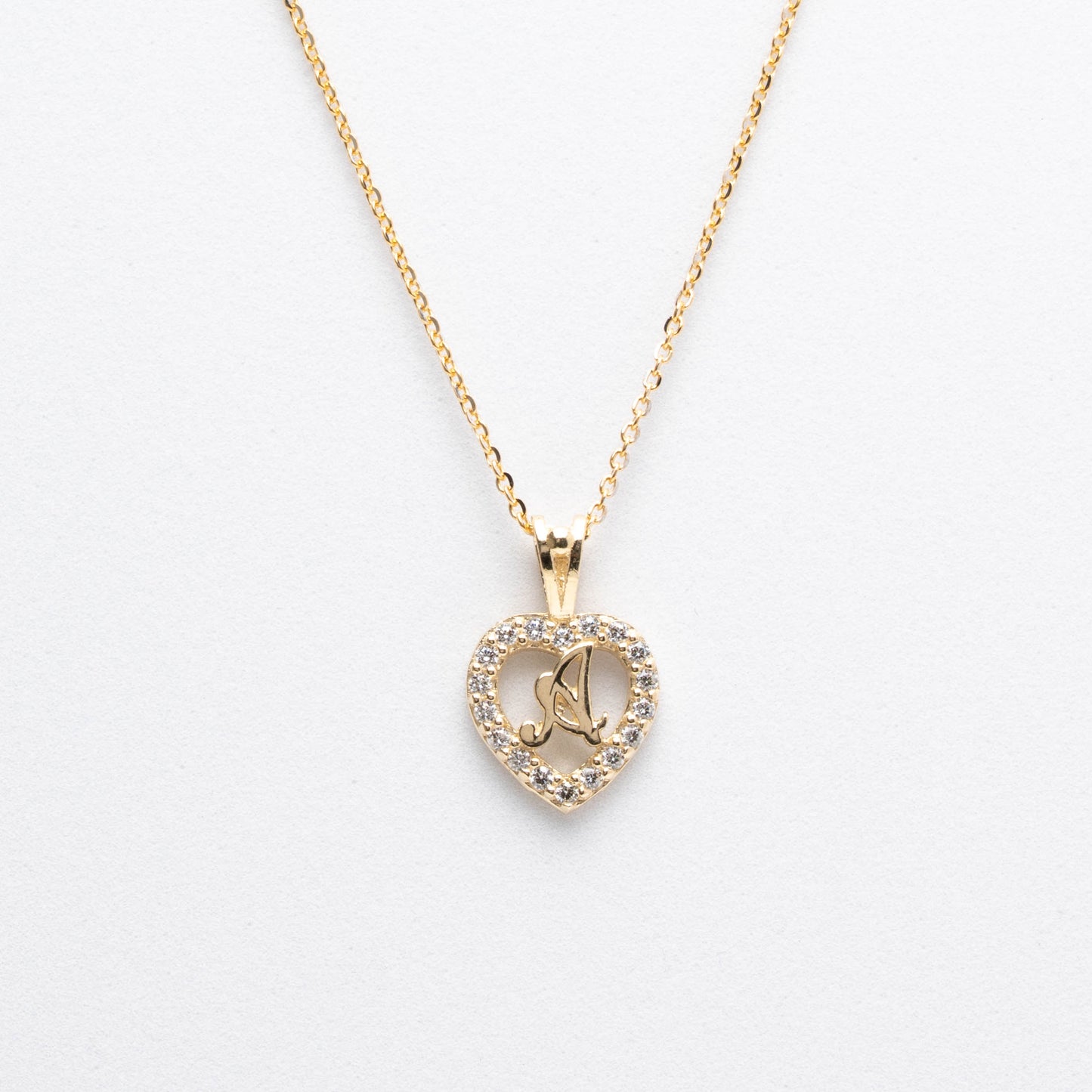 10K Gold Heart A Initial Necklace