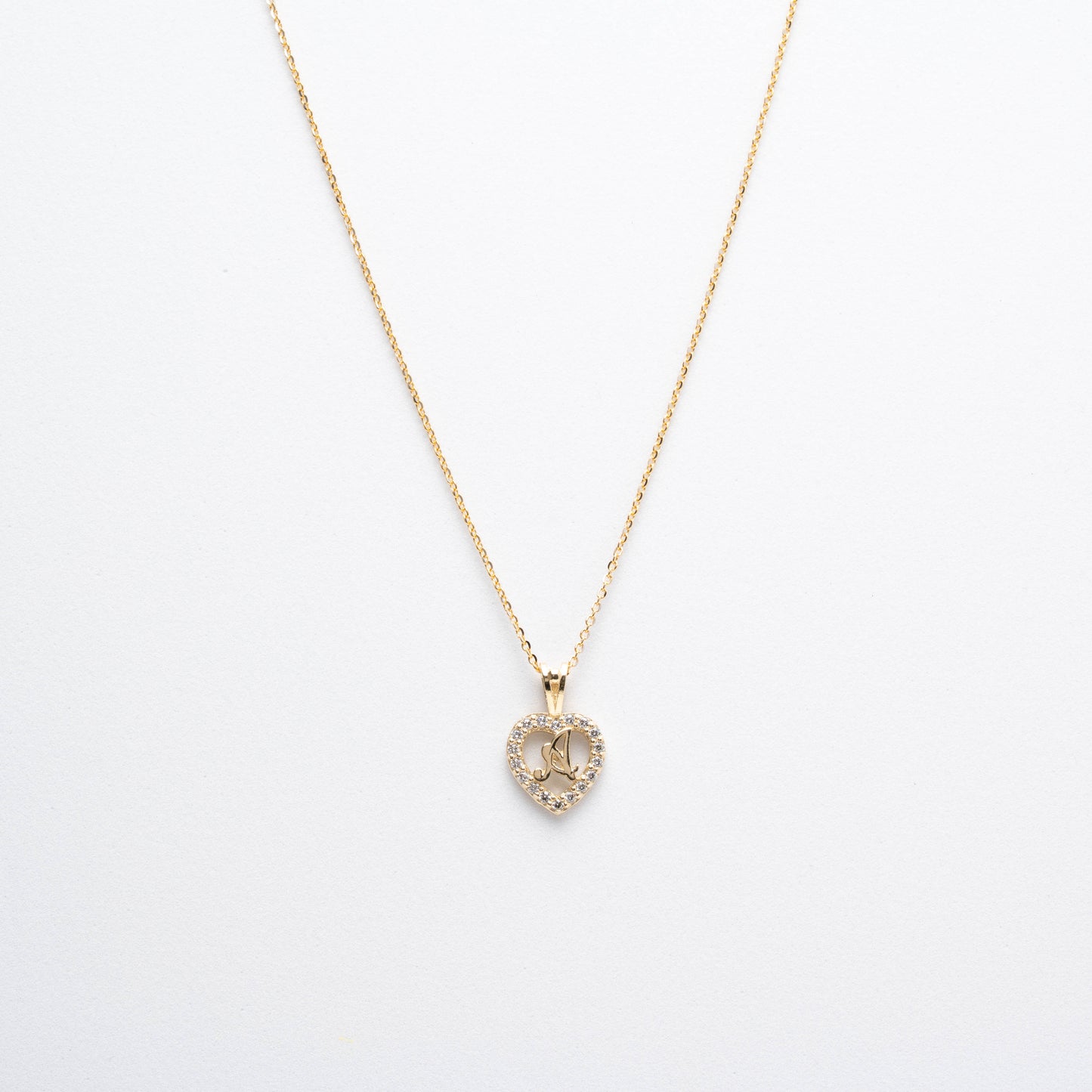 10K Gold Heart A Initial Necklace