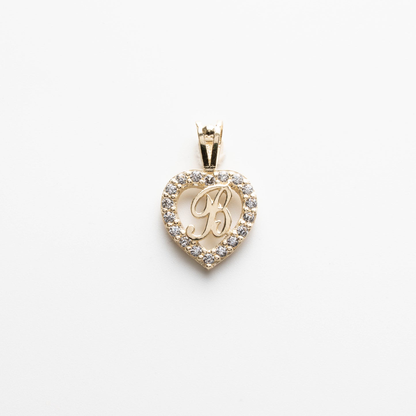 10K Gold Heart B Initial Pendant