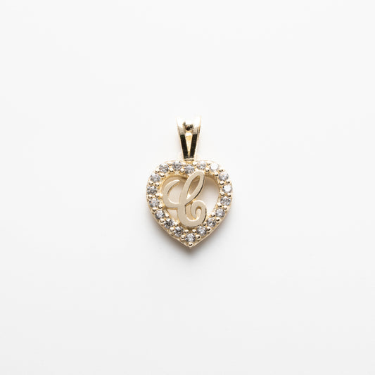 10K Gold Heart C Initial Pendant
