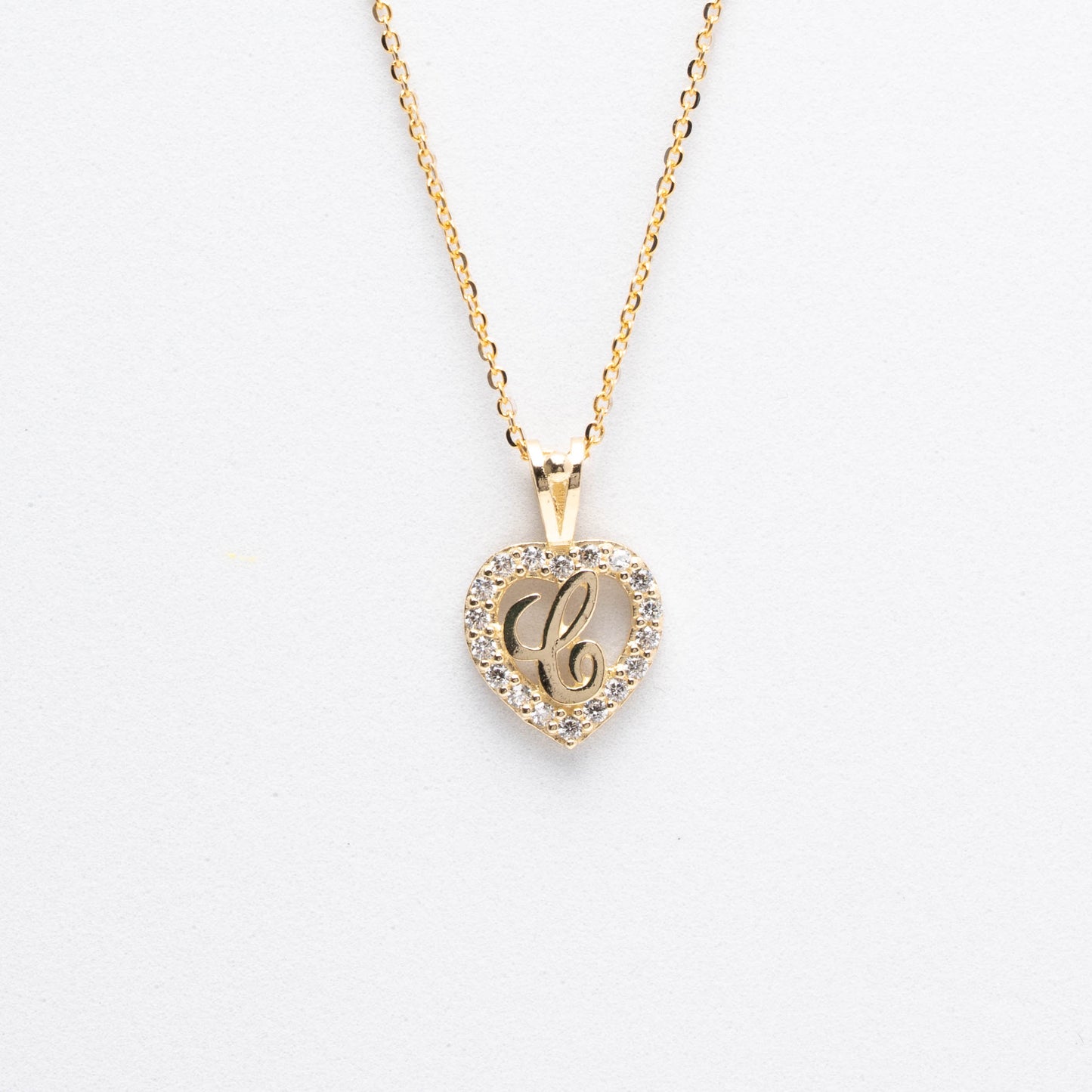 10K Gold Heart C Initial Necklace