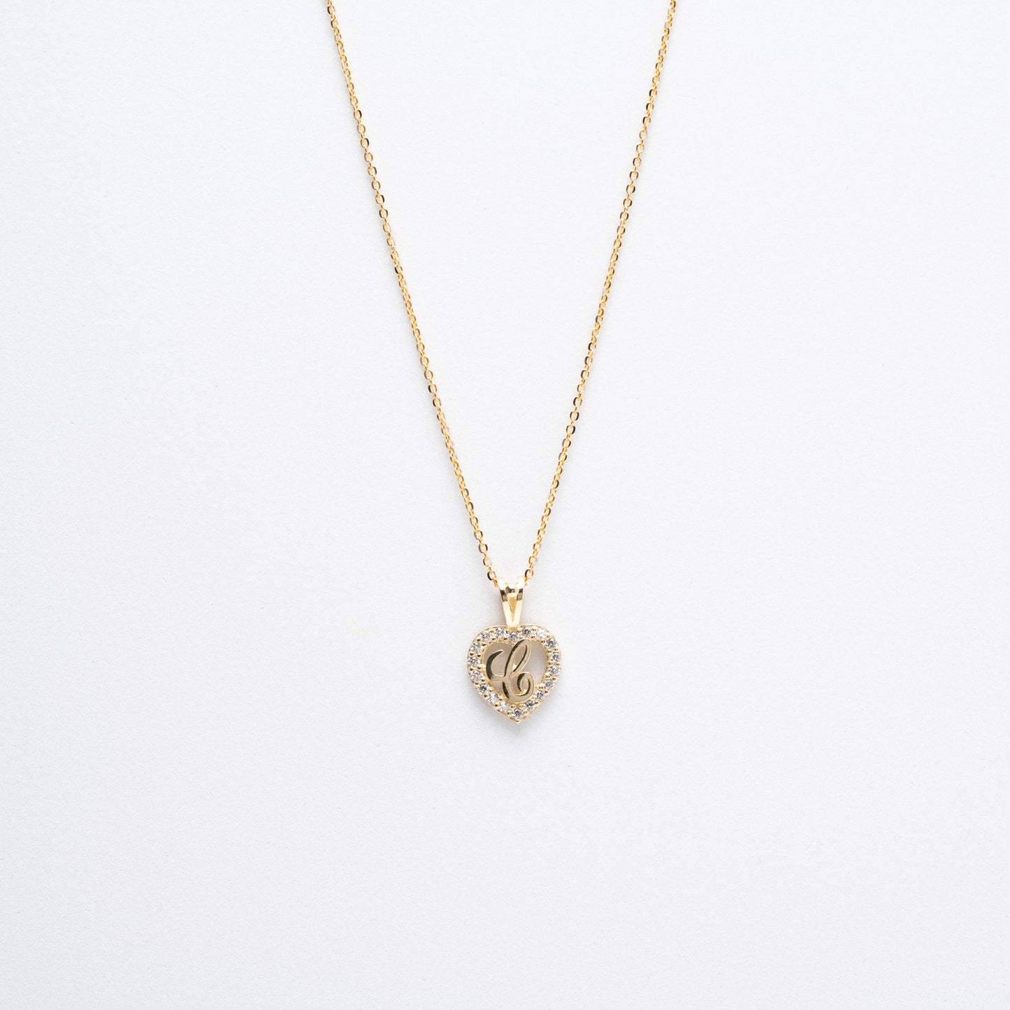 10K Gold Heart C Initial Necklace