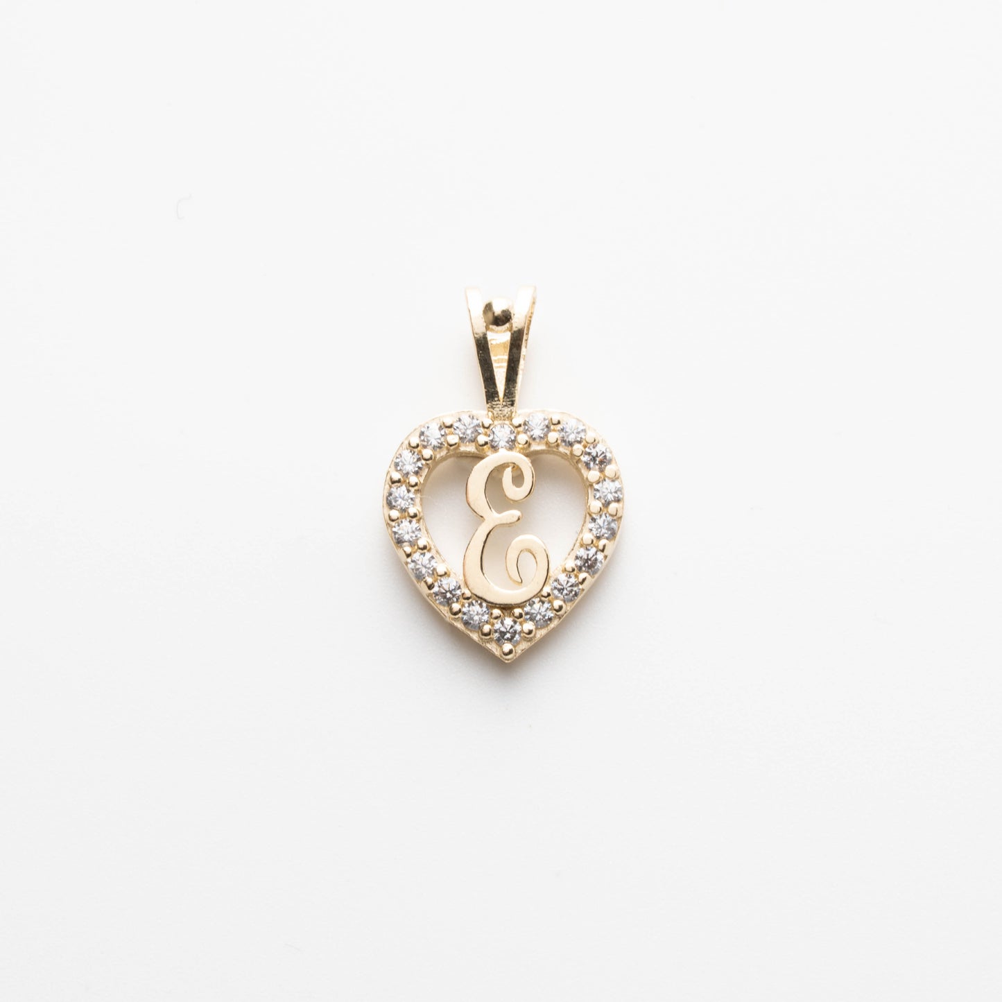 10K Gold Heart E Initial Necklace