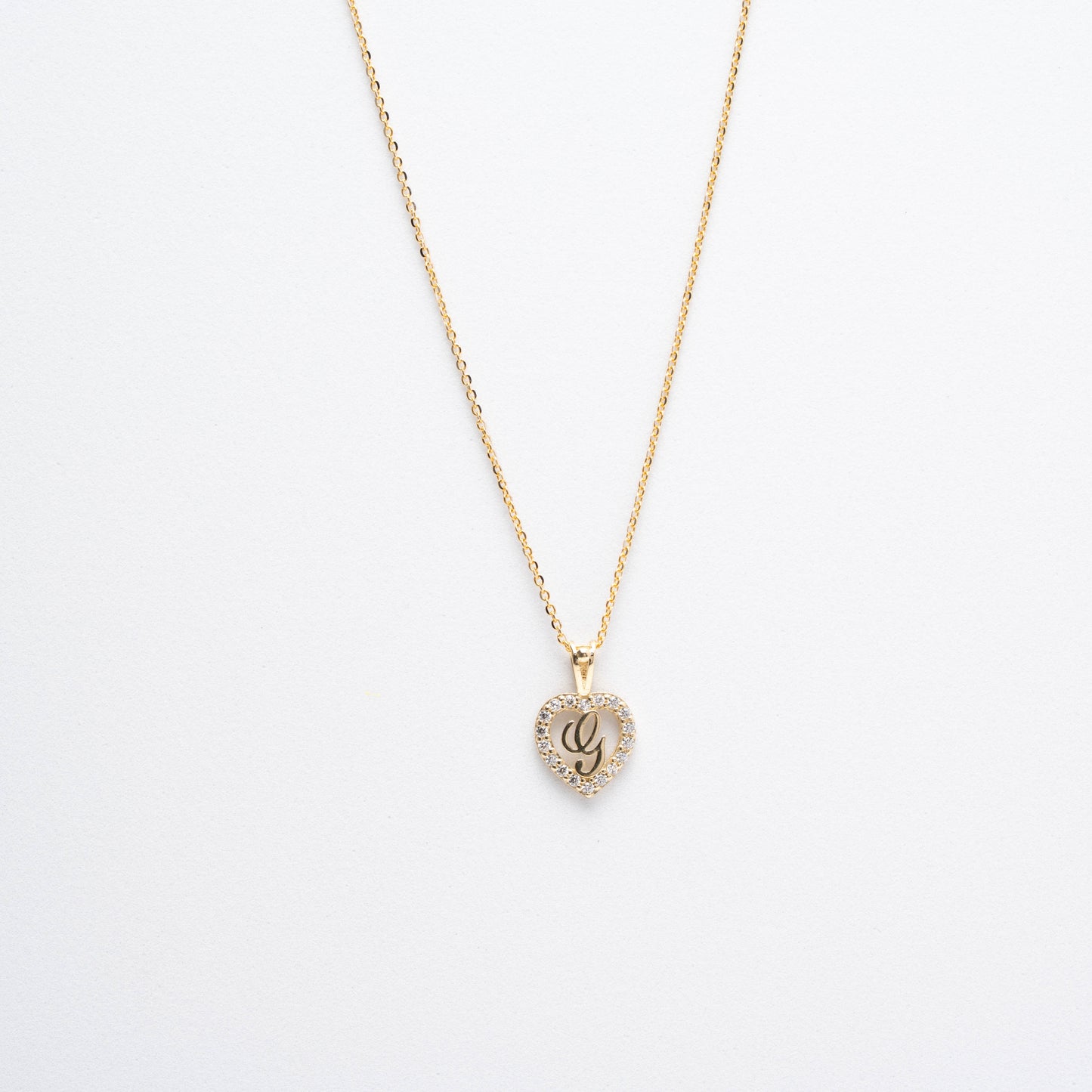 10K Gold Heart G Initial Necklace