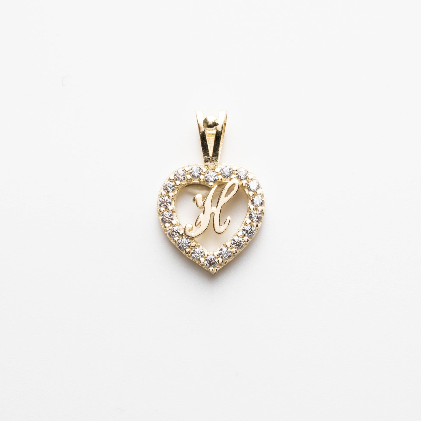 10K Gold Heart H Initial Pendant