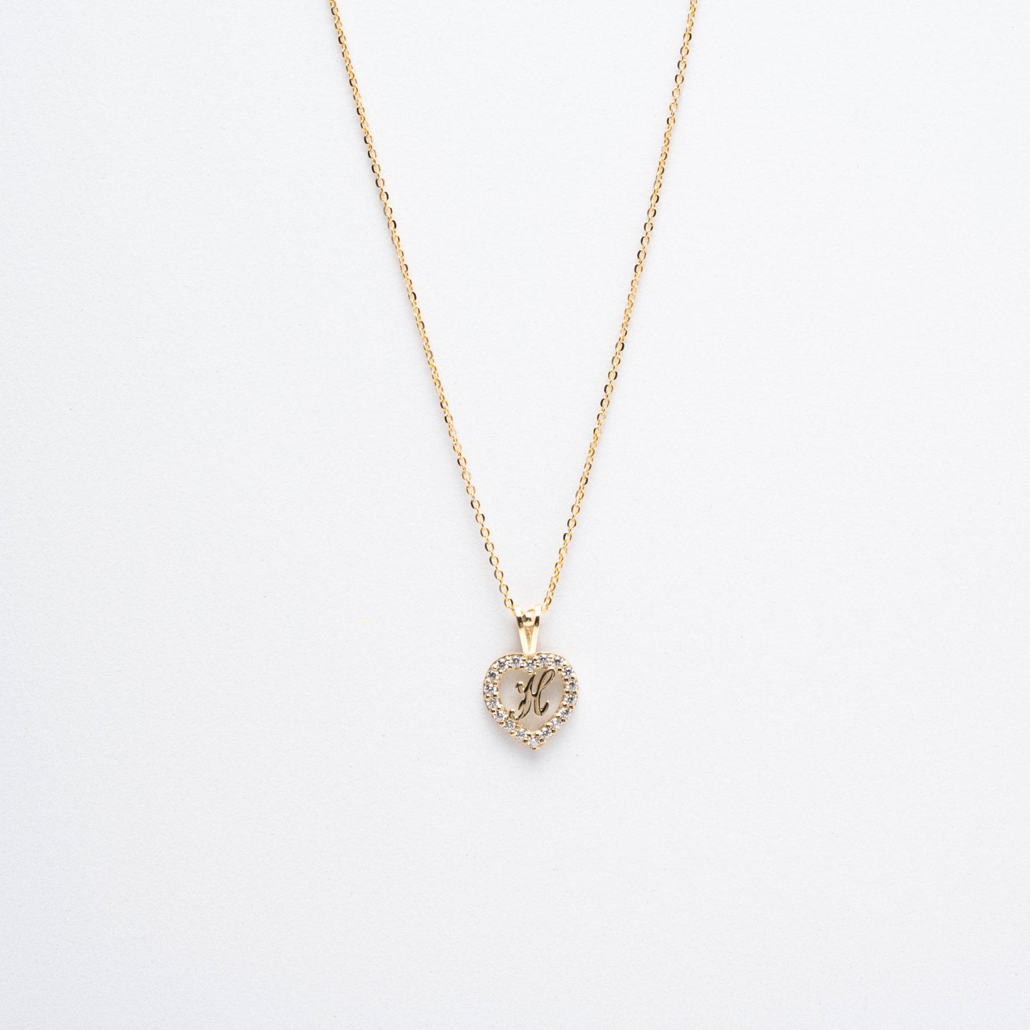 10K Gold Heart H Initial Necklace