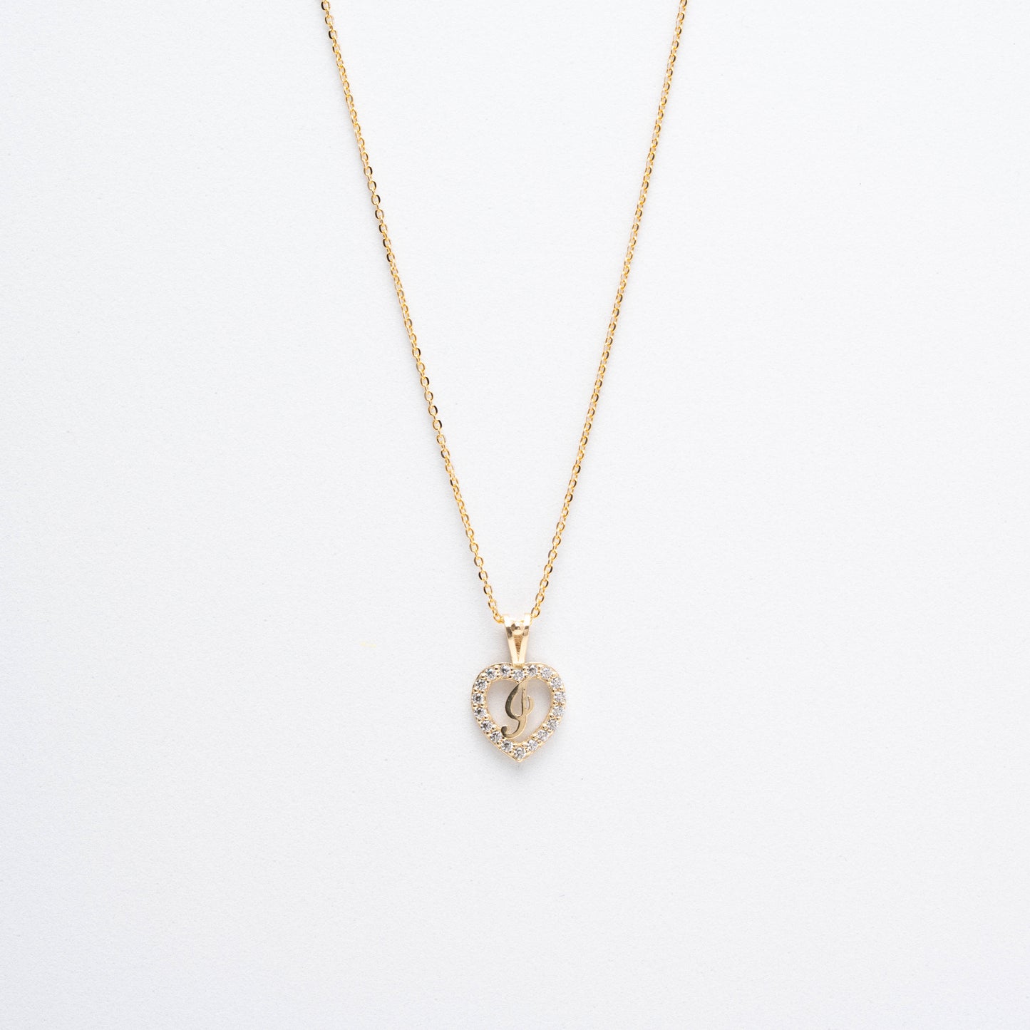 10K Gold Heart I Initial Necklace