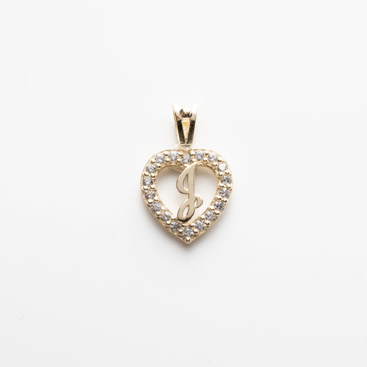 10K Gold Heart J Initial Pendant