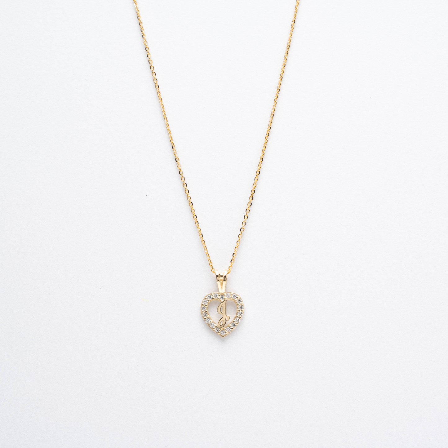 10K Gold Heart J Initial Necklace