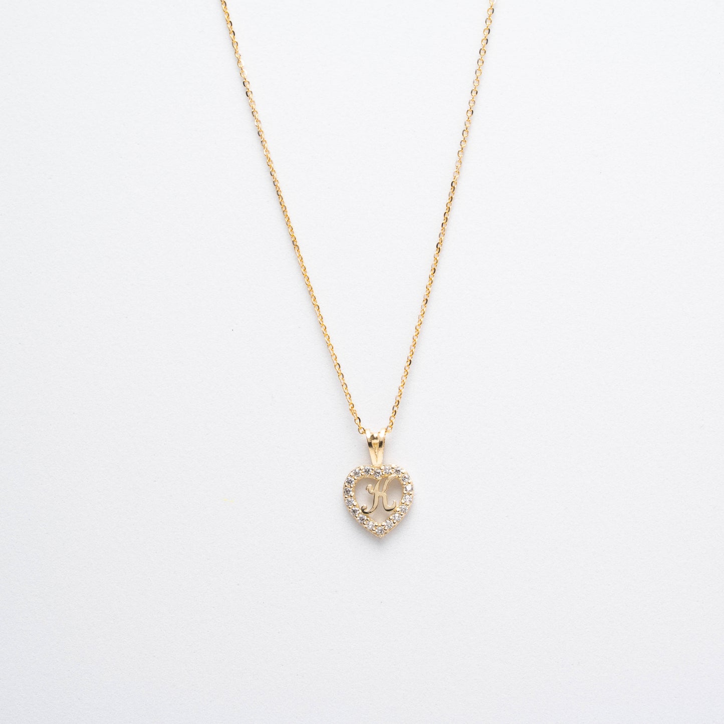 10K Gold Heart K Initial Necklace