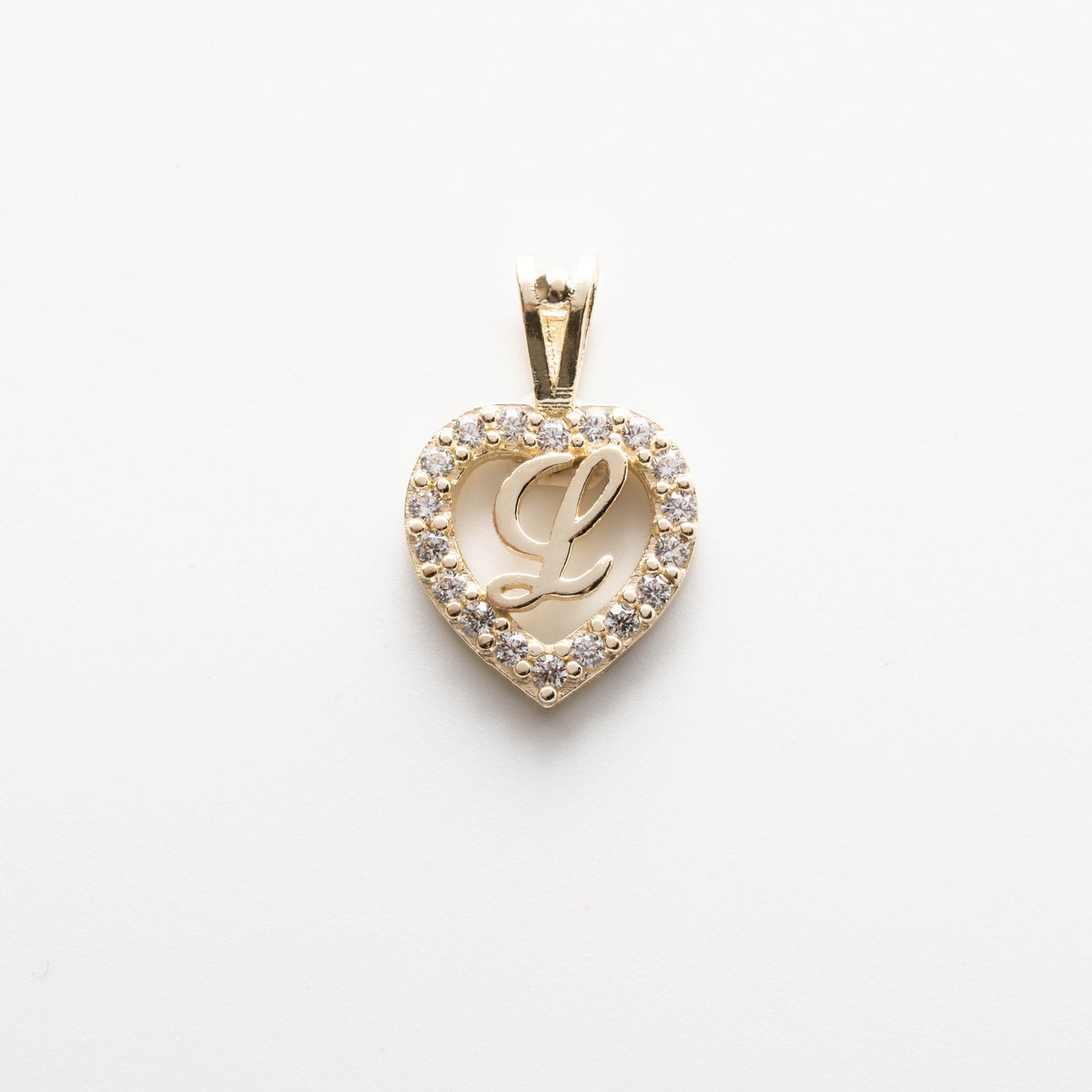 10K Gold Heart L Initial Pendant