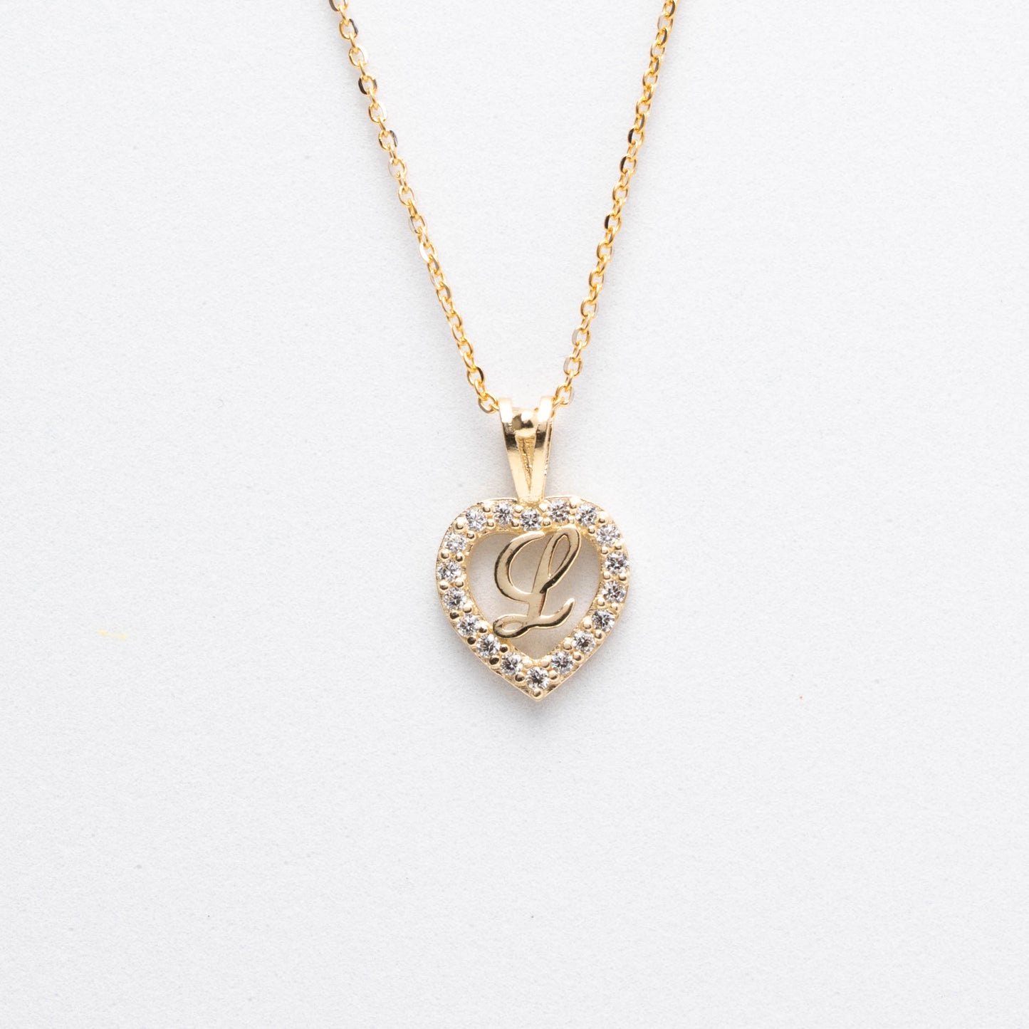 10K Gold Heart L Initial Necklace