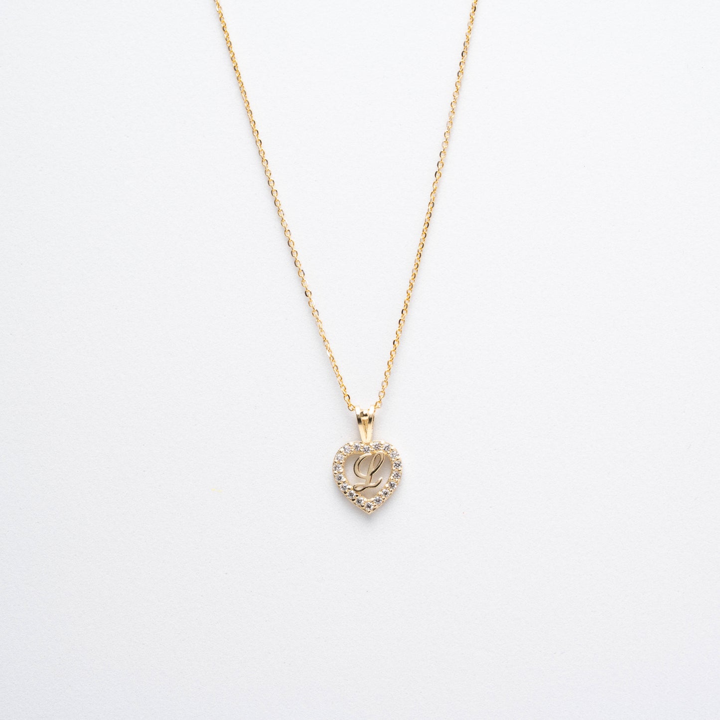 10K Gold Heart L Initial Necklace