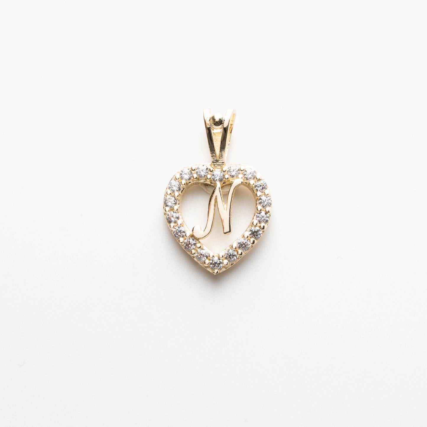 10K Gold Heart N Initial Necklace