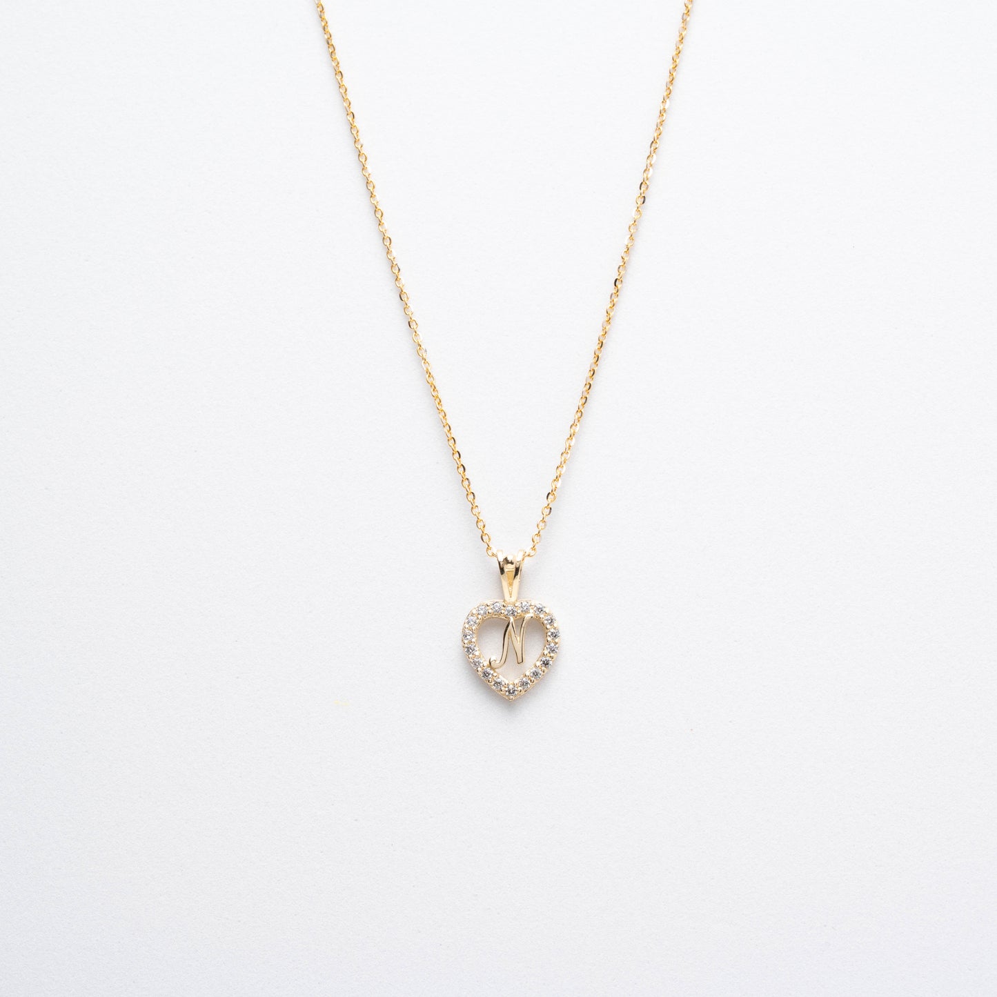 10K Gold Heart N Initial Necklace