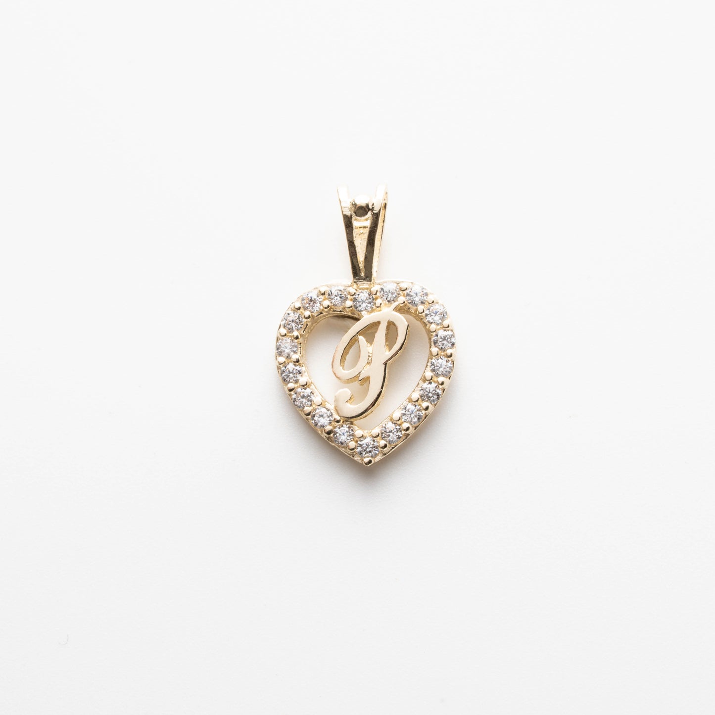 10K Gold Heart P Initial Pendant