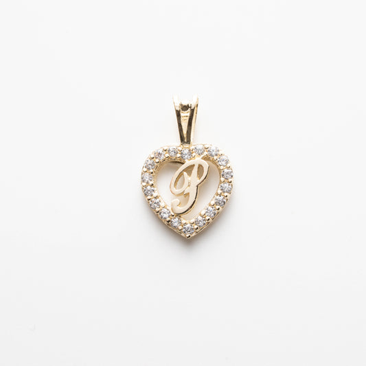 10K Gold Heart P Initial Pendant