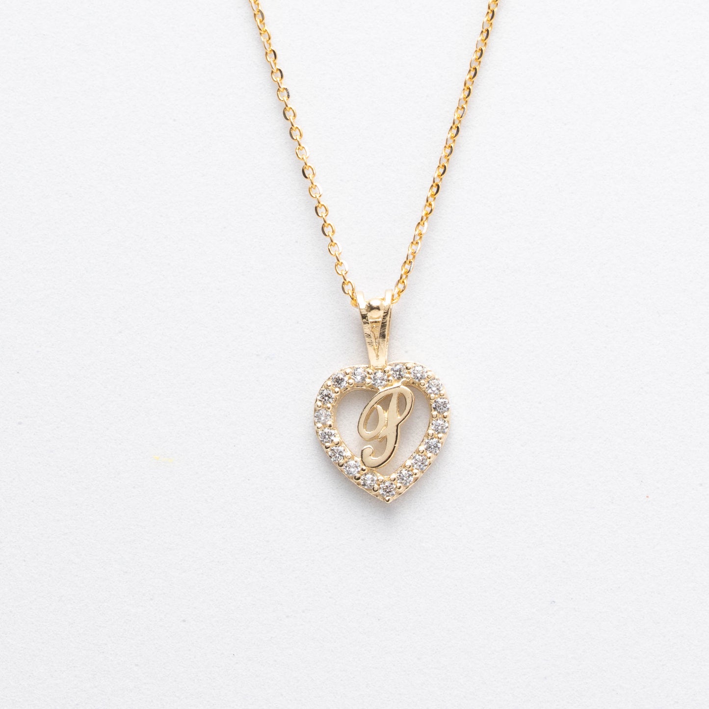 10K Gold Heart P Initial Necklace