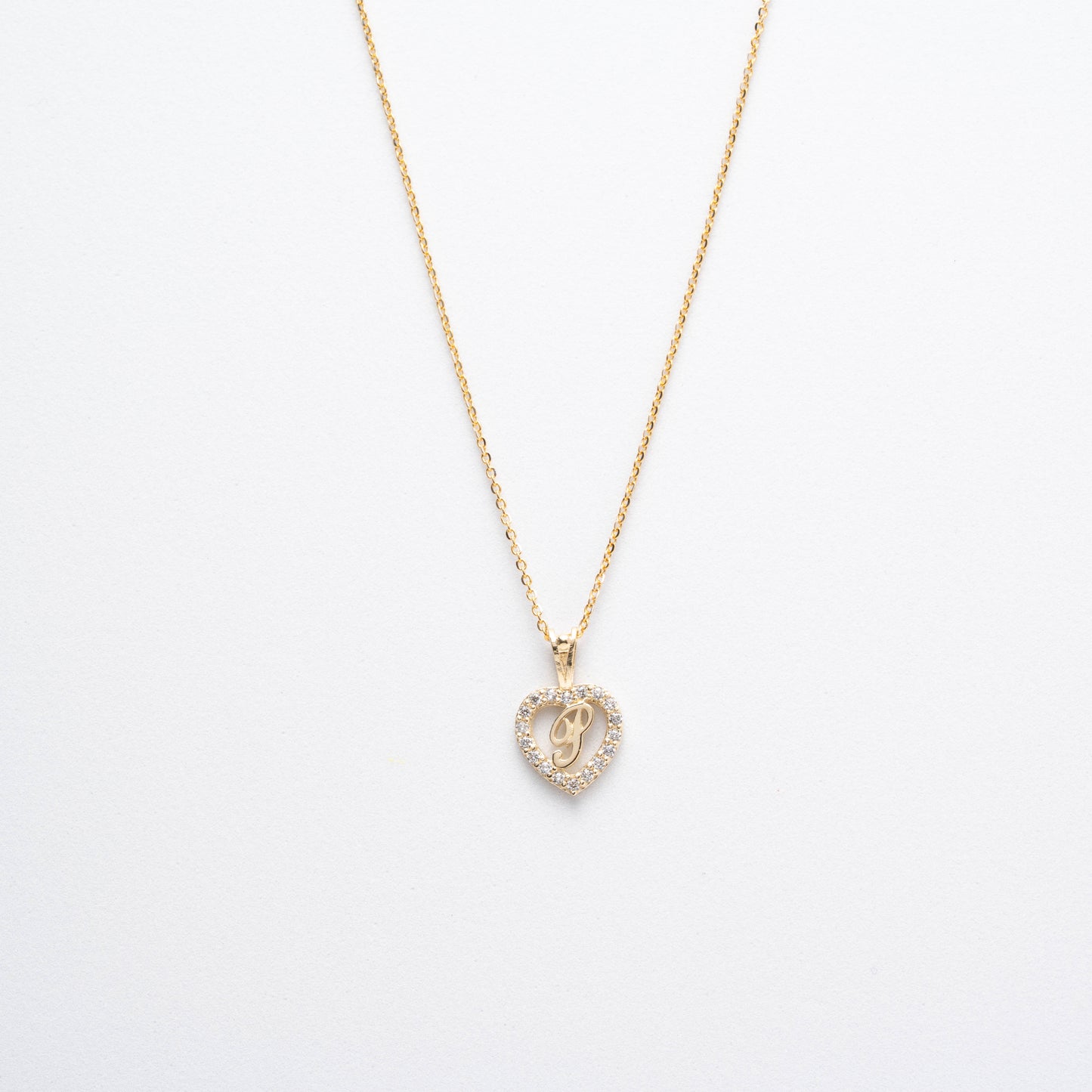 10K Gold Heart P Initial Necklace