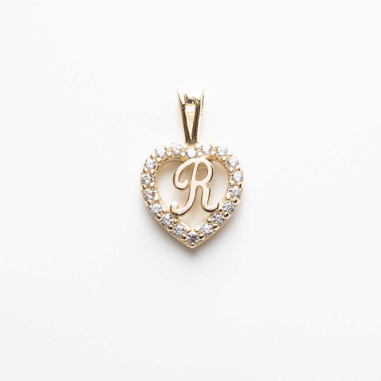 10K Gold Heart R Initial Necklace