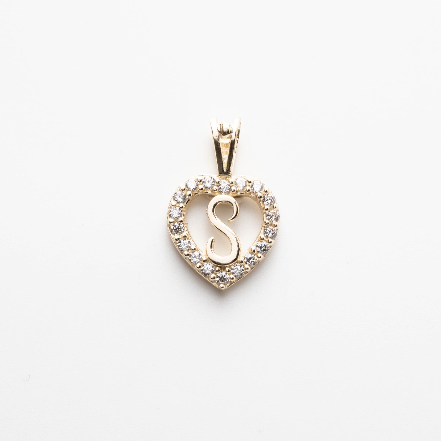 10K Gold Heart S Initial Necklace