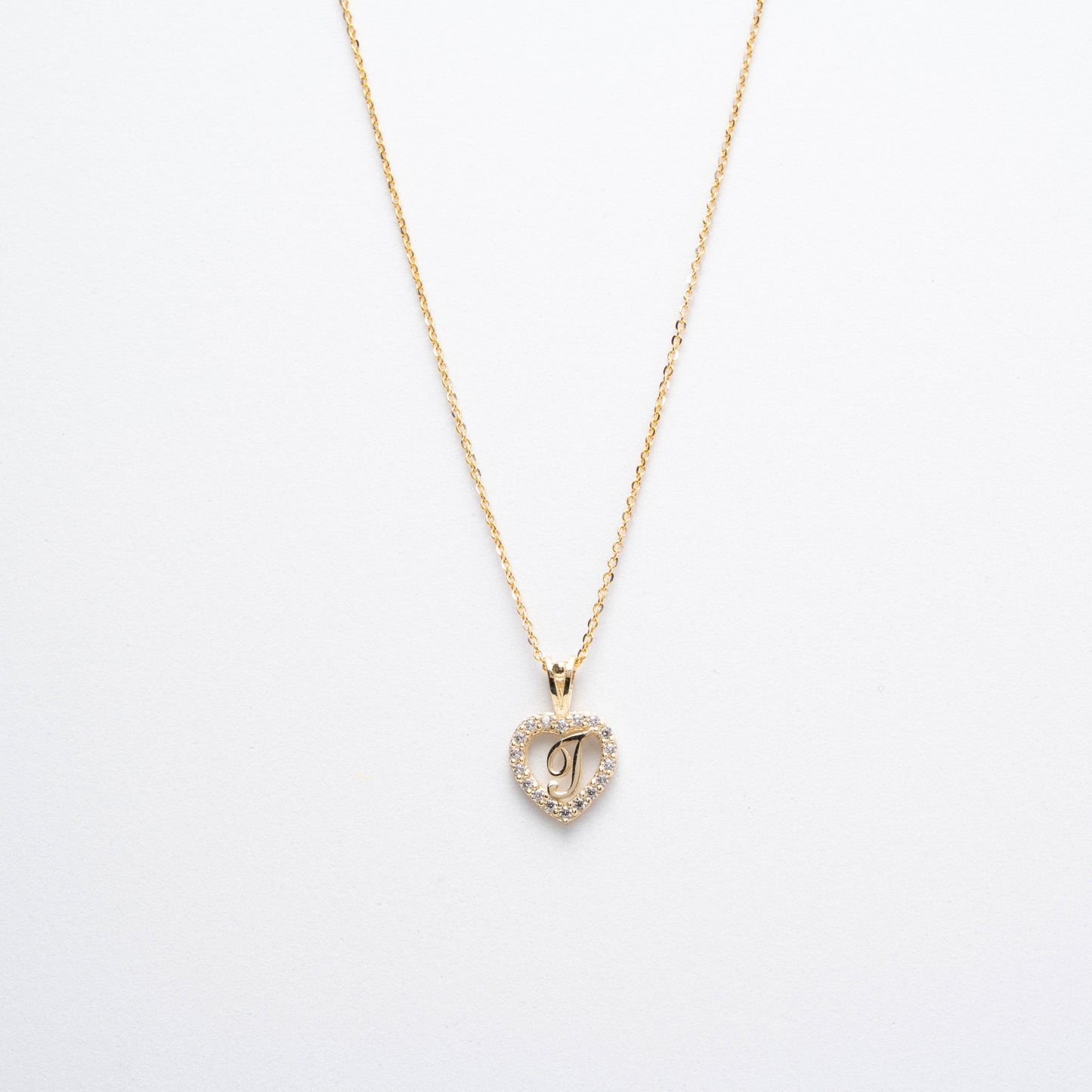 10K Gold Heart T Initial Necklace