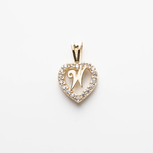 10K Gold Heart W Initial Pendant