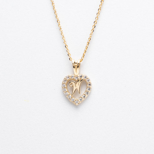 10K Gold Heart W Initial Necklace