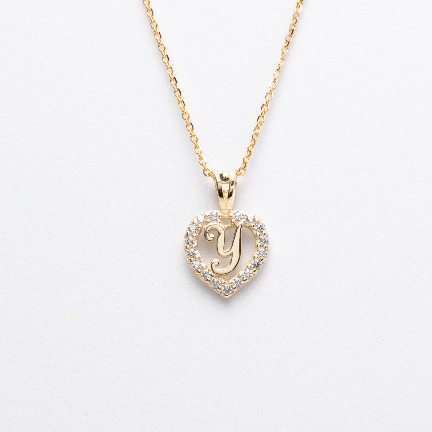 10K Gold Heart Y Initial Necklace