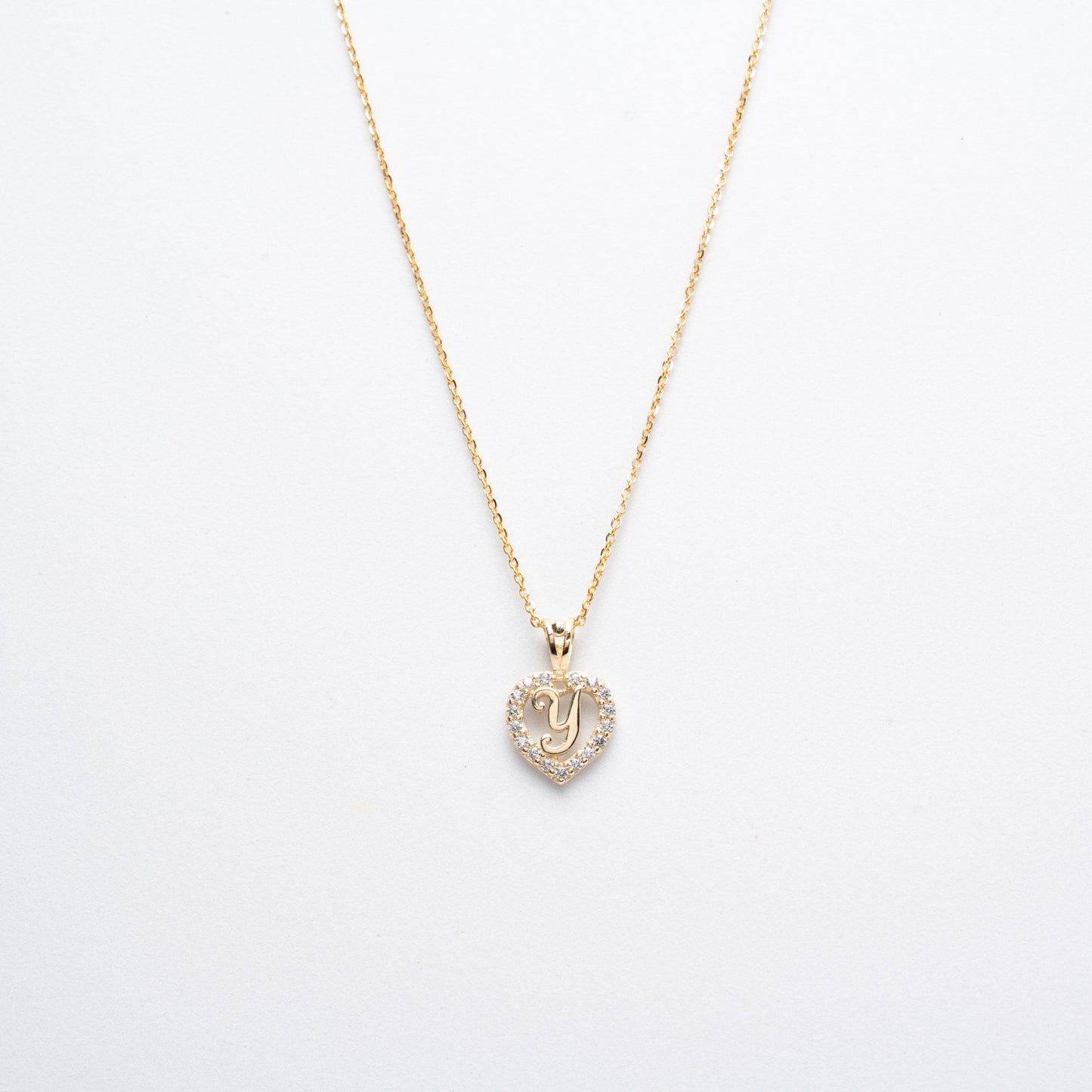 10K Gold Heart Y Initial Necklace