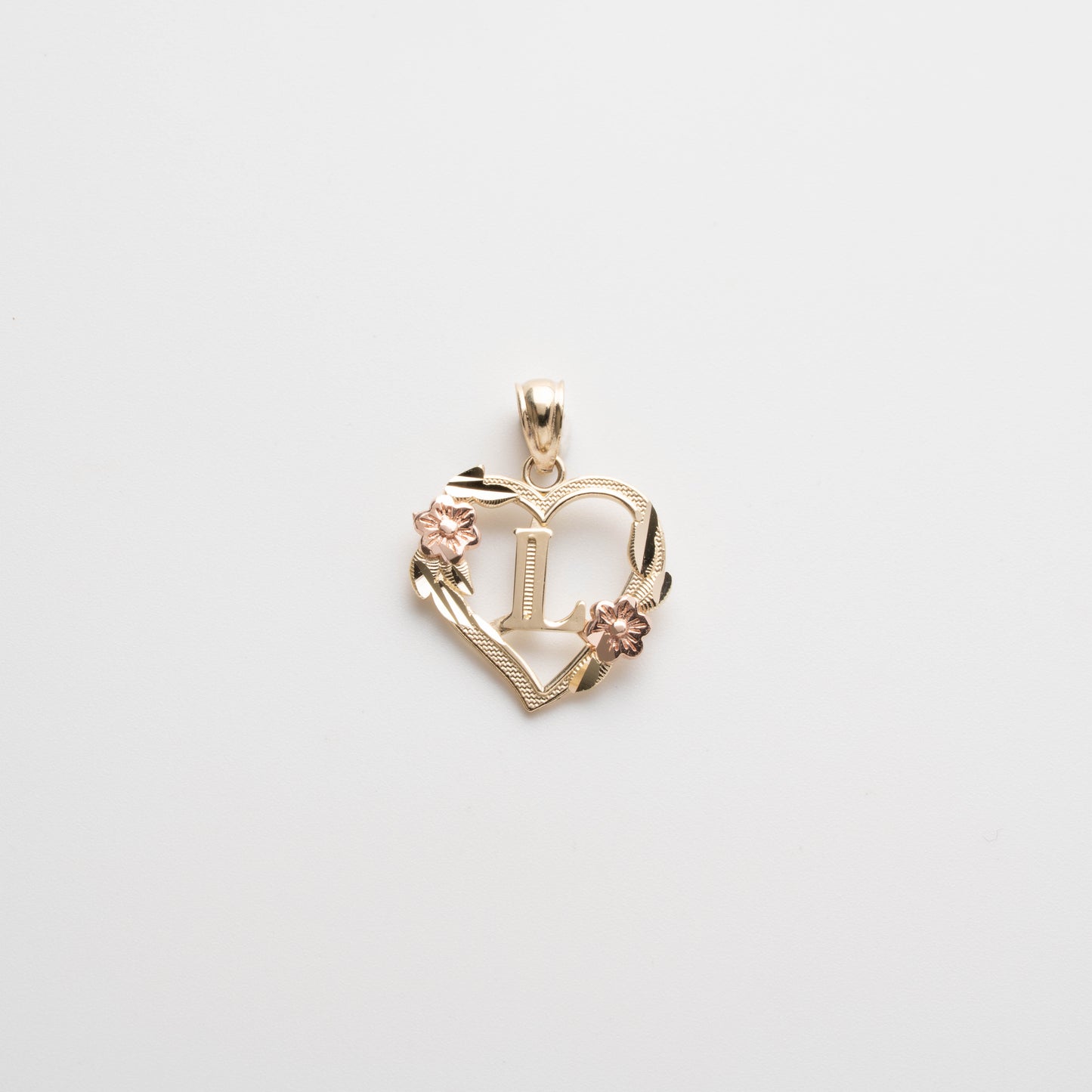 10K Gold Heart L Initial Pendant