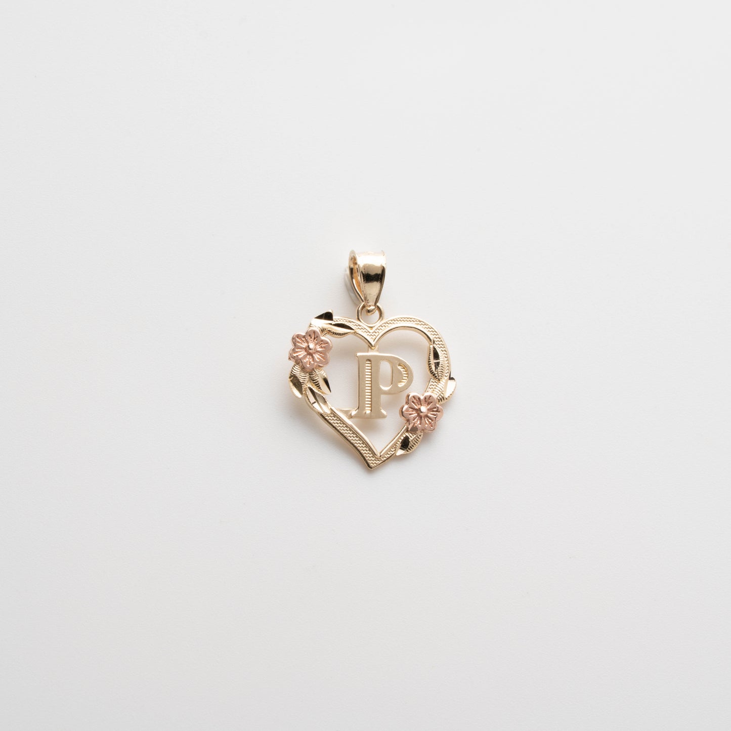 10K Gold Heart P Initial Pendant