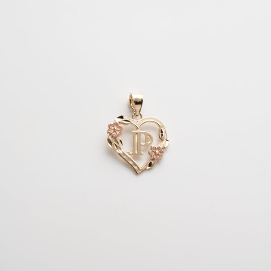10K Gold Heart P Initial Pendant