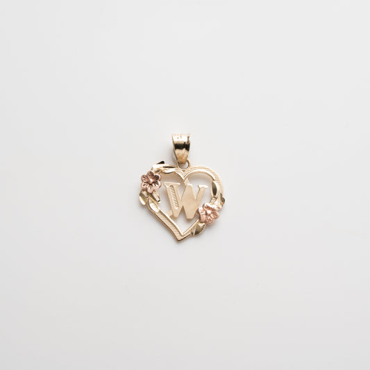 10K Gold Heart W Initial Pendant