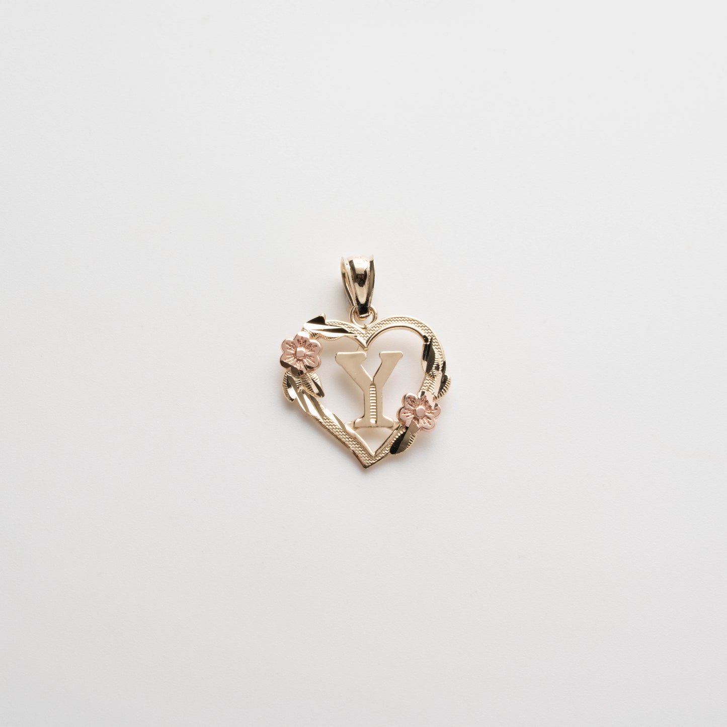10K Gold Heart Y Initial Pendant