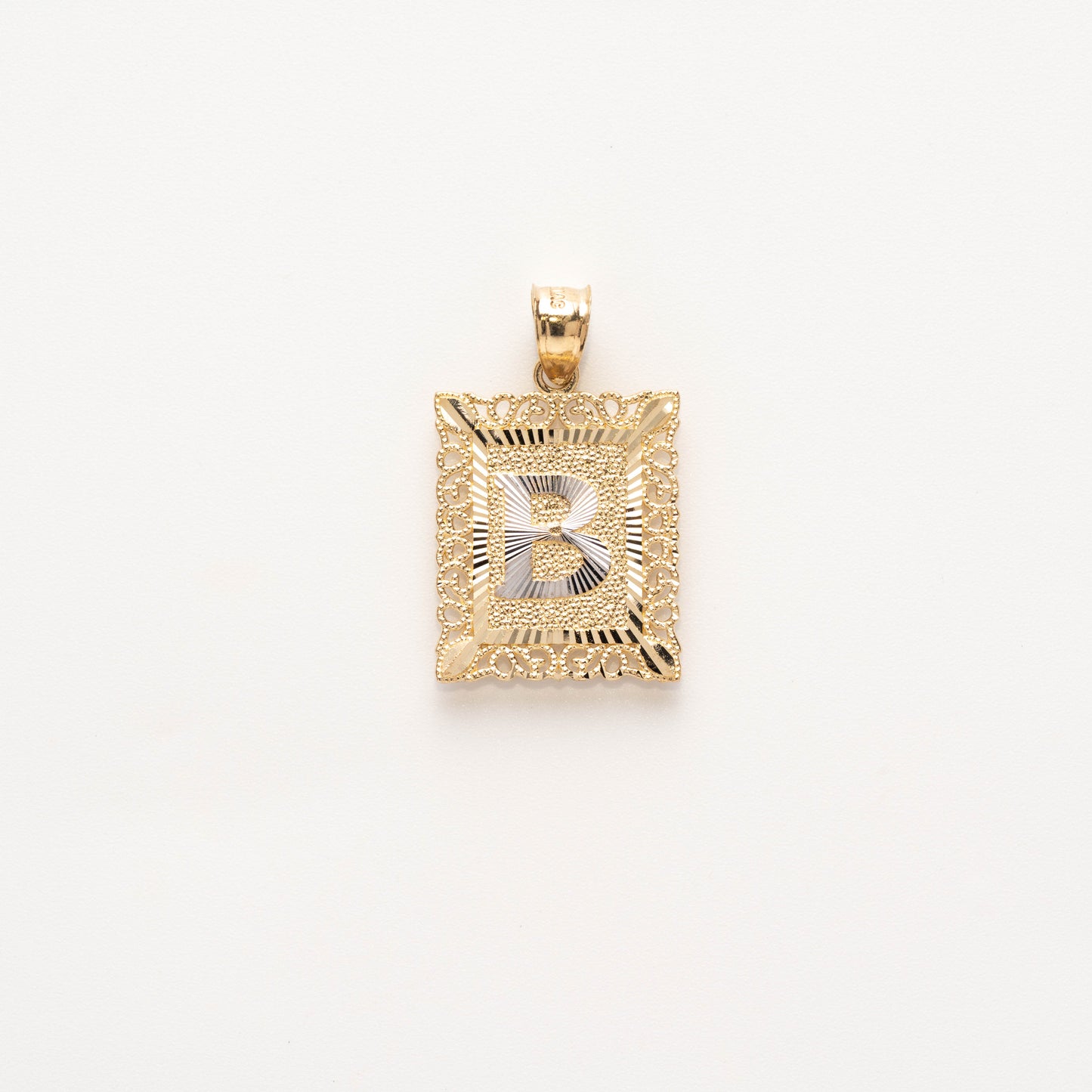 10K Gold Rectangle B Initial Pendant