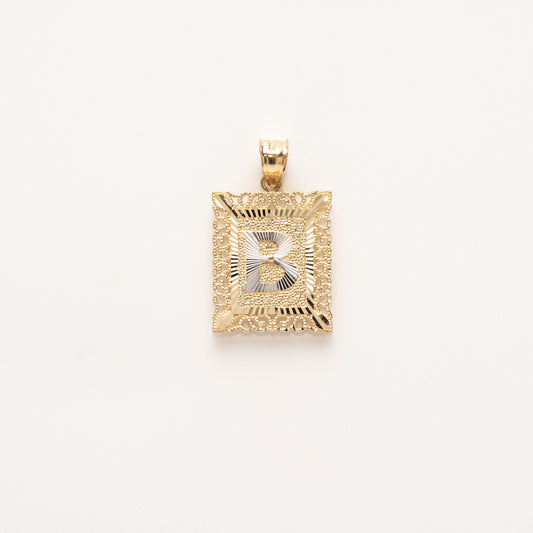 10K Gold Rectangle B Initial Pendant