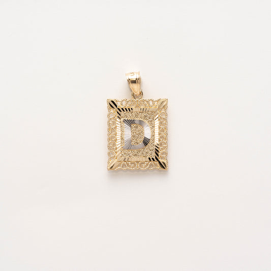 10K Gold Rectangle D Initial Pendant