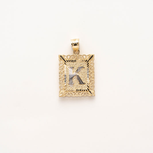 10K Gold Rectangle K Initial Pendant