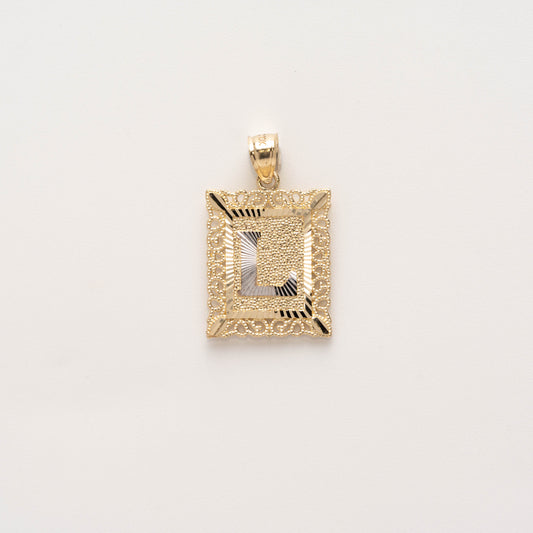 10K Gold Rectangle L Initial Pendant