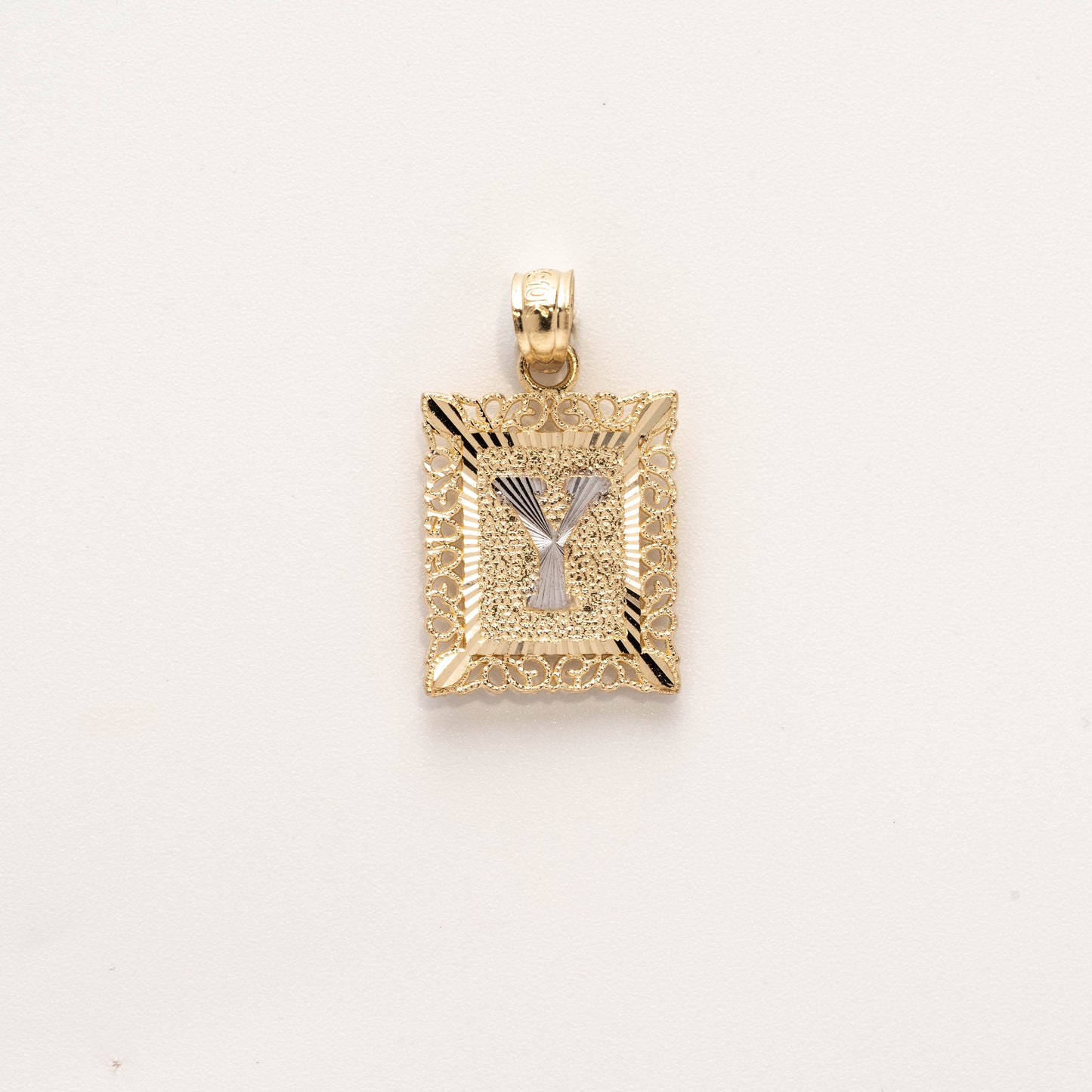 10K Gold Rectangle Y Initial Pendant