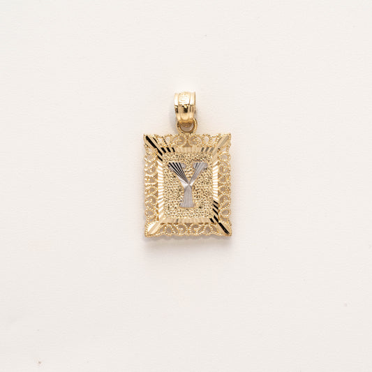 10K Gold Rectangle Y Initial Pendant