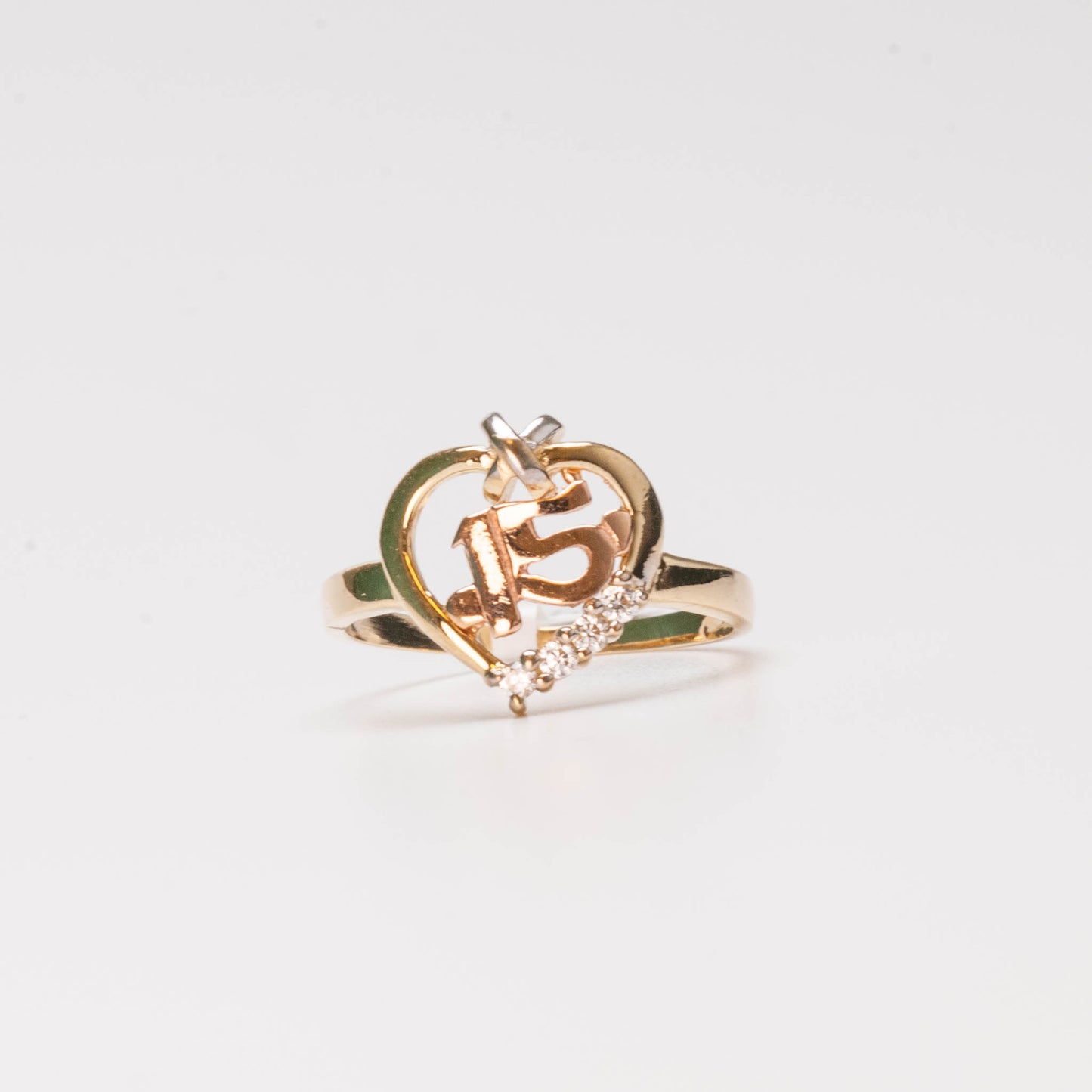 10K Sweet 15 Heart Ring