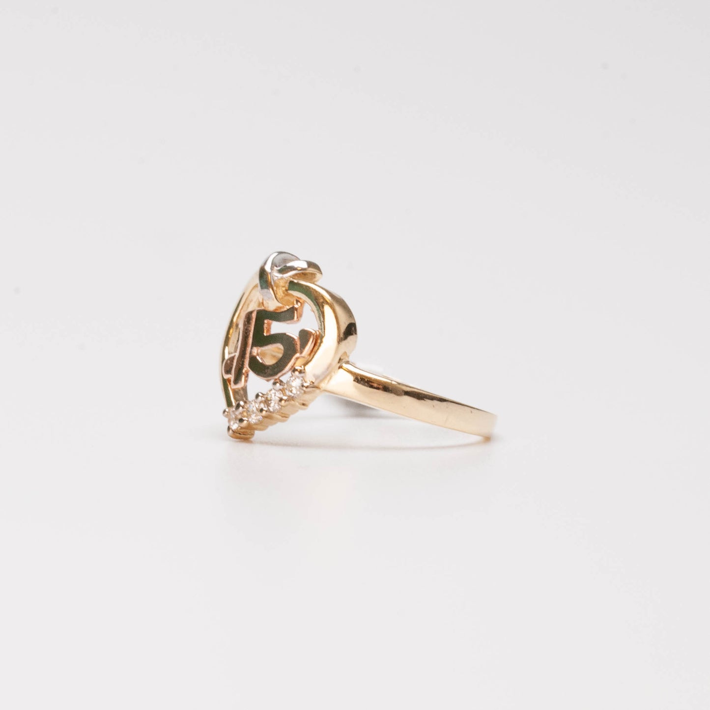 10K Sweet 15 Heart Ring