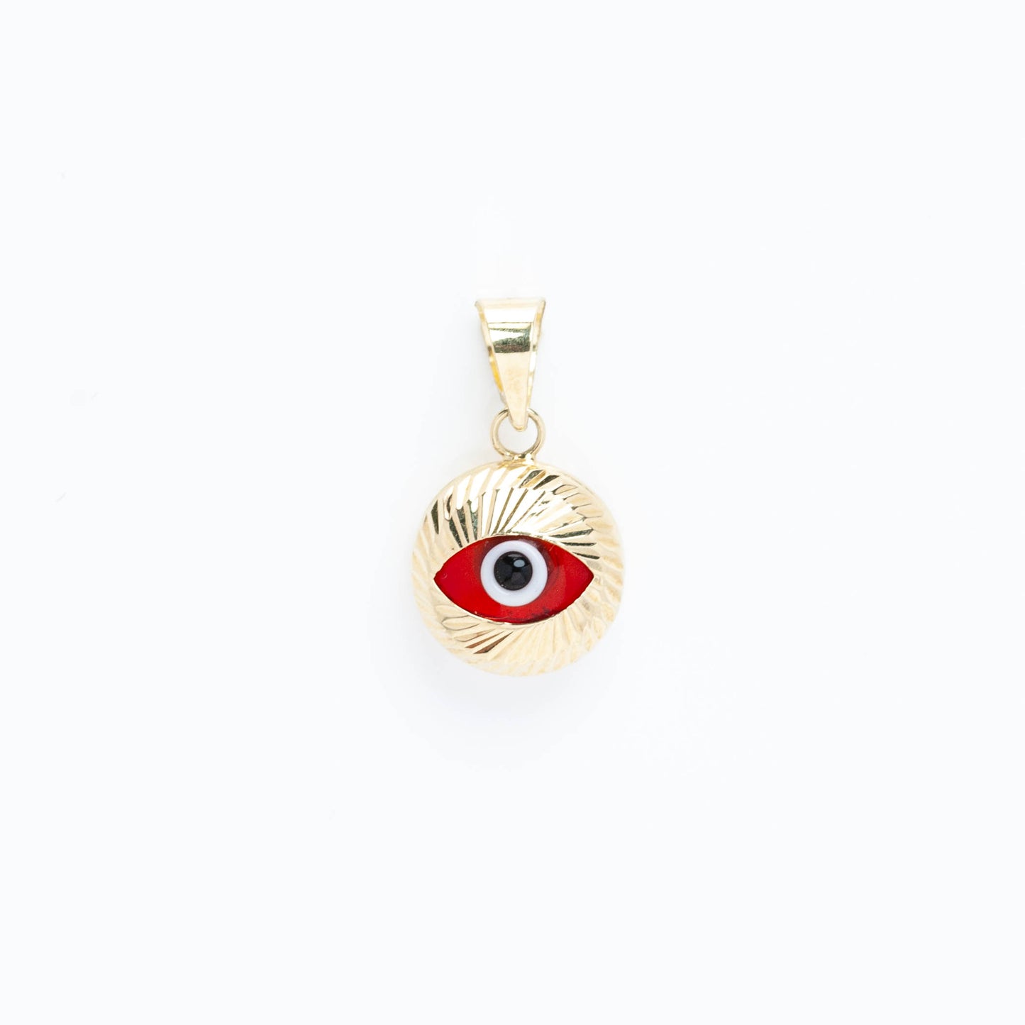 14k Gold Small Evil Red Eye Pendant